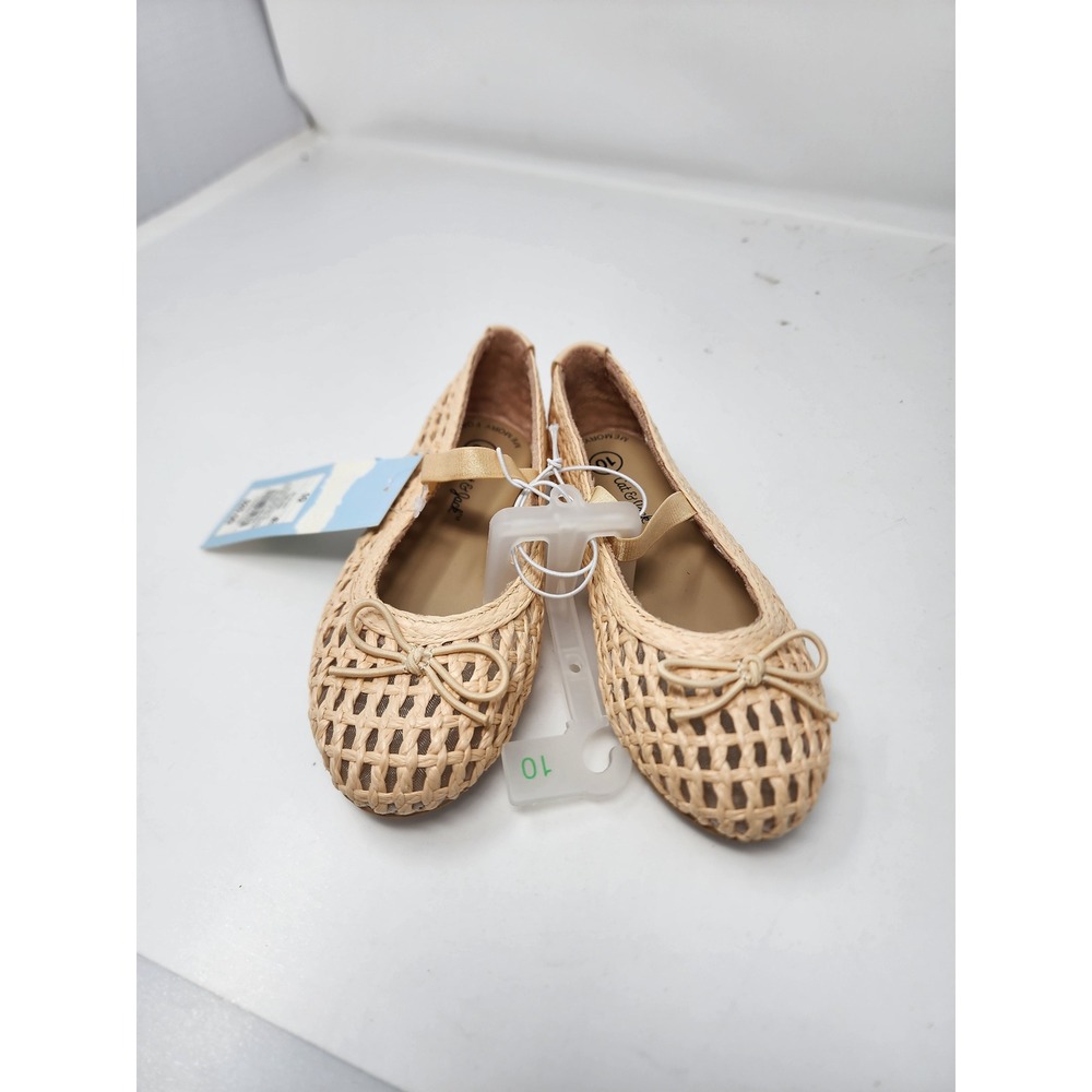Cat & Jack Girls Woven Straw Ballet Flats Tan Synthetic Casual Size 10